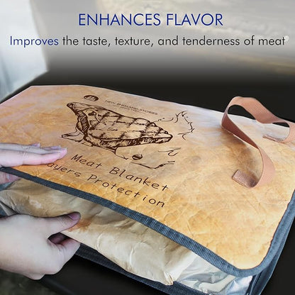 New England Stories BBQ Blanket for Resting Meat, 5-Layer Insulated Meat Resting Bag for Moisture Retention and Perfect BBQ, Wide Mouth with Handle Design for Large Brisket/Pork Shoulders/Turkeys