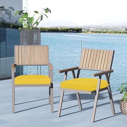 Cozyide Outdoor Chair Cushions, Waterproof Patio Seat Cushions with Adjustable Straps, Round Corner Patio Chair Cushions for Garden, Yellow, 17x16x2 Inch (Pack of 2)
