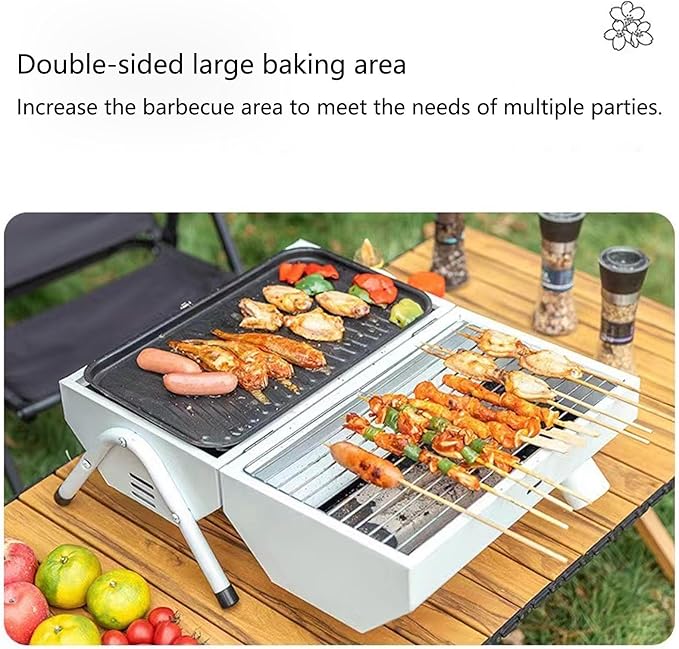 Outdoor Cooking Charcoal Barbecue Grill Portable BBQ Grill Shelf with Handle Double-Side Use Extra Large Cooking Area for Camping Backyard Picnic Patio BBQ Cooking(Black B)
