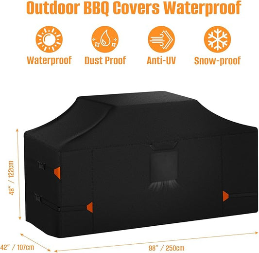 LYHNMW 86 Inch Island Grill Cover, Heavy Duty 600D Waterproof & Dustproof Outdoor Grill BBQ Covers, Anti-UV, Rip-Proof Island BBQ Grill Head Cover
