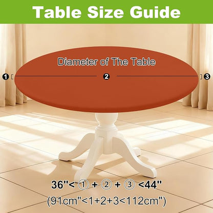 Smiry Round Spandex Tablecloth, Elastic Fitted Washable Tablecloths for 36"-44" Tables, Waterpoof Stretch Picnic Table Cover for Dining, Indoor and Outdoor, Rust