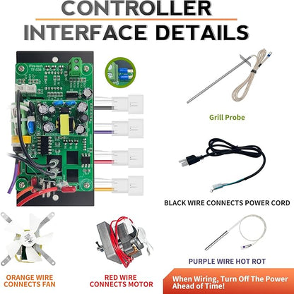 Digital Thermostat Controller Replacement for Traeger Wood Pellet Grills,Fits BAC236, BAC365, BAC283 Control Board,Compatible with Bronson 20, Pro 22/34, Texas Elite 34, Lil Tex,with Hot Rod Ignitor