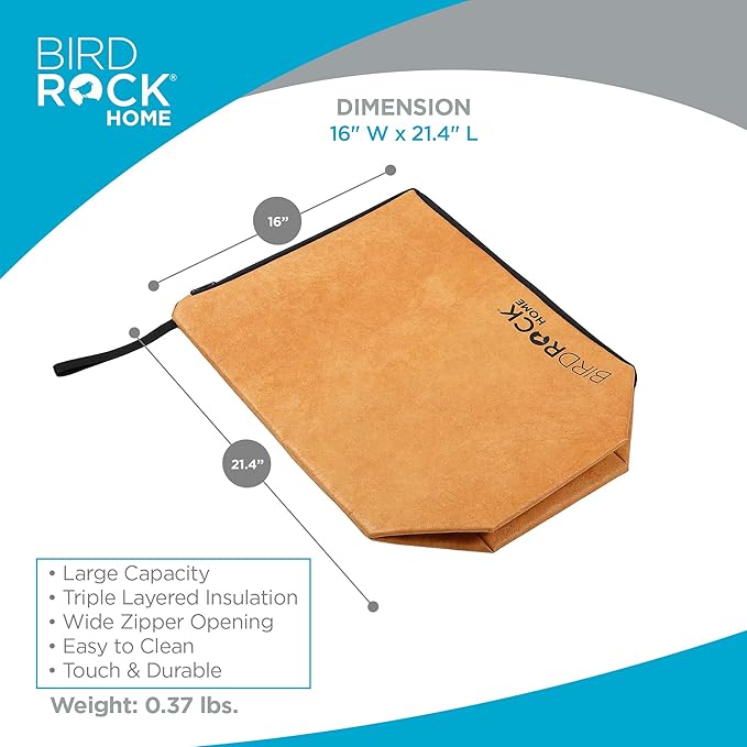BIRDROCK HOME BBQ Resting Bag - Triple Layer Insulated Meat Resting Bag with Wide Zipper Opening, Premium Quality Tyvek, Portable, Reusable, 21.4" x 16" - Ideal for Briskets, Shoulders, & Large Cuts