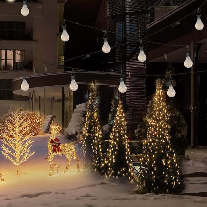 Solar Light Bulbs Outdoor Waterproof Garden Camping Hanging LED Light Lamp Bulb Globe Hanging Lights for Home Yard Christmas Party Holiday Decorations (6 Pack-Clear Bulbs)