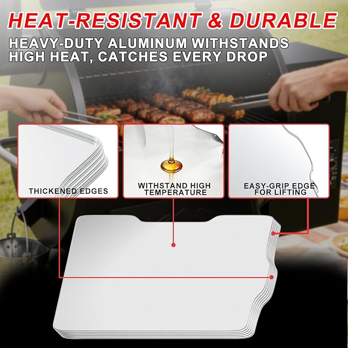 6 Packs BAC506 Drip Tray Liners for Traeger Ironwood 650 Series Grills, Heat-Resistant Foil Liners for Traeger Pellet Smoker Grill Accessories, Aluminum Tray for Catching Grease 22" x 15.5"