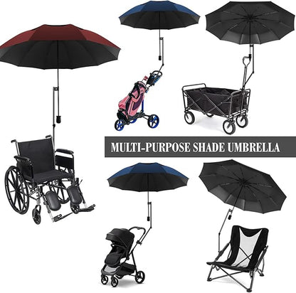 Patio Umbrellas UPF 50+ 360 ° Adjustable Shade Umbrella,Beach Umbrella with Universal Clamp,Beach Clamp on Umbrella,suitable for Patio,beach chairs,golf carts, wheelchairs,carts,bleachers,camping and fishing