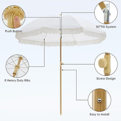 Aohanoi Outdoor Umbrella - Sun Protection, Rain Resistant, Windproof with Manual Open-Close Feature - Ideal for Beach, Camping, and Picnics