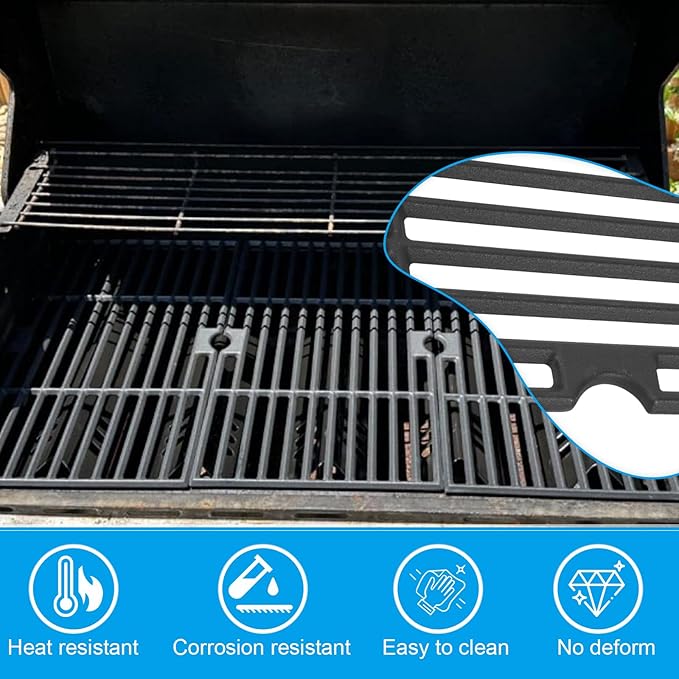 LS'BABQ 16.5 Inch Grill Grates Compatible with Ken-More 6-Burner 146.47223610 146.23681310 146.23766310 Gas Grill 3 Pack Cast lron Cooking Grids Replacement Parts