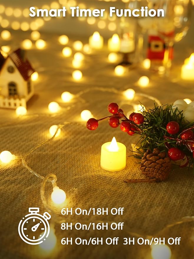 2PK 400LED 152FT Connectable Globe String Lights Indoor Bedroom Warm White | Classroom String Lights Plug in, 8 Modes & Remote, Hanging Fairy Light for Classroom Christmas Room Party Outdoor Decor