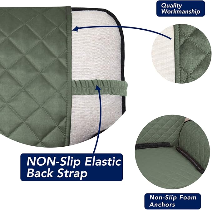 PureFit Reversible Quilted Couch Covers for Dogs Sofa Cover 4 Seater 88" | Greyish Green/Beige, Water Resistant Couch Protector, Washable Pet Couch Cover with Non Slip and Elastic Straps For Kids