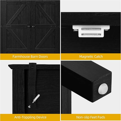 YITAHOME 64.5" Farmhouse Pantry Cabinet with 2 Drawers & Shelves, Oak Black | Tall Storage Cupboard for Living Room, Kitchen, and Hallway