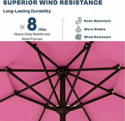 10FT Patio Umbrella, 2 Tier Outdoor Table Umbrella, Large Vented Market Umbrellas with Push Button Tilt and Crank, 8 Sturdy Ribs for Backyard, Deck, Pool, UPF50+ UV Protection