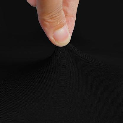 NEWISHER Round Fitted Table Cover Spandex Stretch Tablecloth Black Table Top Cover with Elastic Edged for Dining Picnic Patio 60 inch