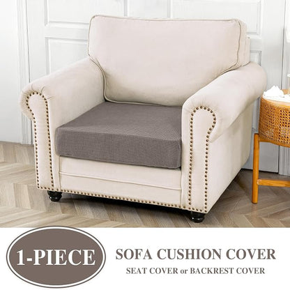 LA MEACK Couch Cushion Cover Seat Cushion Cover Stretch Armchair Cover Separate Sectional Sofa Slipcovers Furniture Protector(1 Piece for Seat or Sofa Backrest, Taupe)