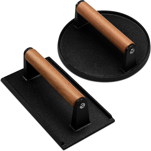Brandon-super Cast Iron 8'' Burger Press Smash Burger Maker Heavy Duty Smasher Weight for Grilling Meat Hamburger Steak Bacon Sandwich Cooking Tool