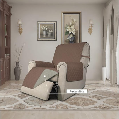 Easy-Going Reversible Couch Cover, Recliner 22 in, Brown/Beige | Machine Washable Slipcover For Dogs, Water Resistant Furniture Mat For Living Room, Non-Slip Sofa Cover, Pet Friendly