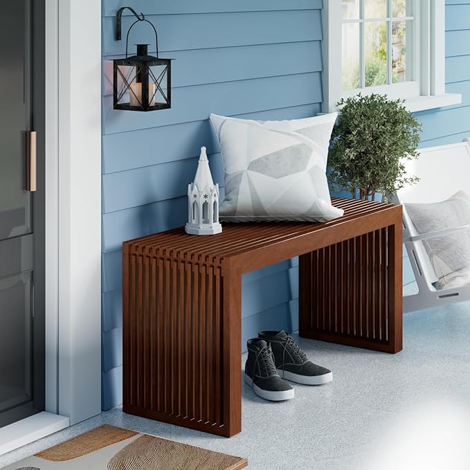 APRTAT Bamboo Dining Bench 35-Inch Indoor Wood Shoe Rack Bench for Entryway | Easy Assemble, Sturdy & Durable,Slatted Design,Versatile Everyday Seating,Living Room Hallway Bedroom Bathroom