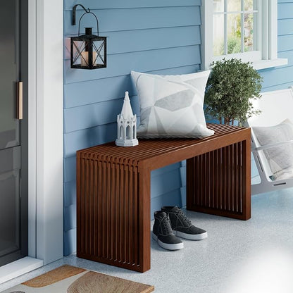 APRTAT Bamboo Dining Bench 35-Inch Indoor Wood Shoe Rack Bench for Entryway | Easy Assemble, Sturdy & Durable,Slatted Design,Versatile Everyday Seating,Living Room Hallway Bedroom Bathroom