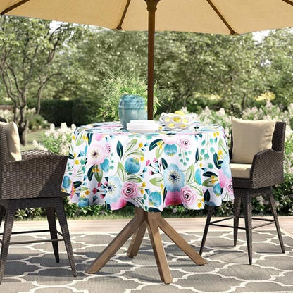 EHouseHome Outdoor Indoor 60inch Round Tablecloth with Umbrella Hole and Zipper, Waterproof Zippered Patio Cloths, Spring/Summer Table Covers for Backyard Circular Table/BBQs/Picnic