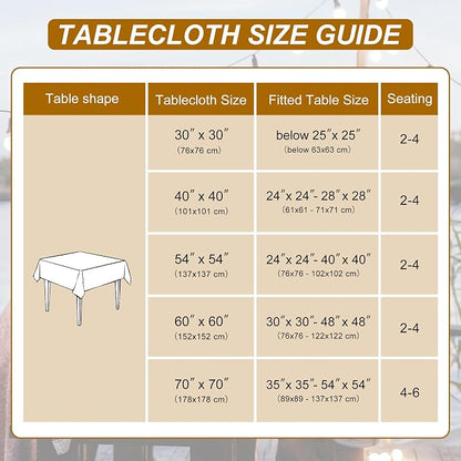 DWCN Square Tablecloth - 70 x 70 Inch - Waterproof Stain and Wrinkle Resistant Washable Table Cloth, Decorative Fabric Table Cover for Kitchen Dining Room Party and Outdoor Use, White