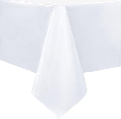 sancua Waterproof Rectangle Vinyl Tablecloth Table Cloth 52x70 Inch, White | 100% Oil Spill Proof, PVC Material, Wipe Clean Table Cover for Dining Tables, Buffet Parties and Camping