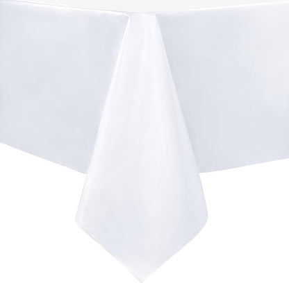 sancua Waterproof Rectangle Vinyl Tablecloth Table Cloth 60x84 Inch, White | 100% Oil Spill Proof, PVC Material, Wipe Clean Table Cover for Dining Tables, Buffet Parties and Camping