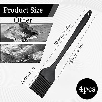 JJUNW 4PCS Silicone Pastry Brushes, Oil Baking Brushes, Heat Resistant Cooking Brush for Kitchen Baking Barbecue BBQ Cooking Grilling