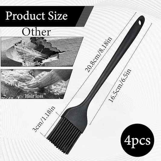 JJUNW 4PCS Silicone Pastry Brushes, Oil Baking Brushes, Heat Resistant Cooking Brush for Kitchen Baking Barbecue BBQ Cooking Grilling