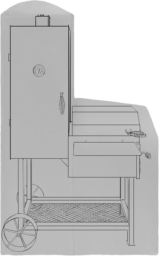 i COVER Offset Smoker Cover-Sized for Oklahoma Joe's Bandera and Rivergrille Rustler Vertical Offset Smoker Heavy Duty Weather Resistant Water Proof Patio Outdoor Canvas