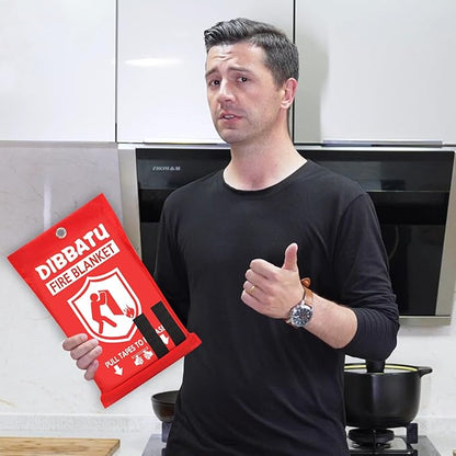DIBBATU Fire Blanket for Home and Kitchen, Fire Blankets Emergency for Home, Emergency Fire Blankets for House, Fireproof Blanket, Survival FireBlanket for Kitchen,Fireplace, Grill, BBQ