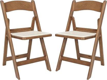 Flash Furniture Hercules Commercial Indoor/Outdoor Folding Event Chair, Wood Look, Weather-Resistant, Lightweight Design, Versatile Use, Set of 2, Chestnut