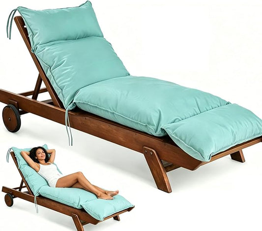 Outdoor Chaise Lounge Chair Cushion, Waterproof Non-Slip Patio Chaise Lounge Cushions for Outdoor Furniture, 80 x 26 x 5 Inches, Teal