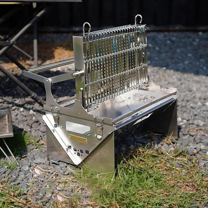 Portable 360°Rotating Charcoal Grill,Portable BBQ with Removable Tray & Adjustable Steel Frame, 3-Position Height Adjustment,Easy to Disassemble,Easy to Transport