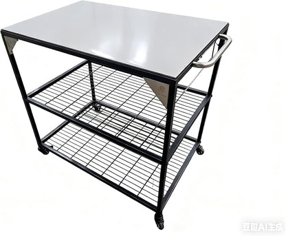 Outdoor Pizza Oven Table for Outside/Indoor & Outdoor Cooking Station/Grill Cart with Wheels/Metal Work Table for Ooni,Blackstone Griddle