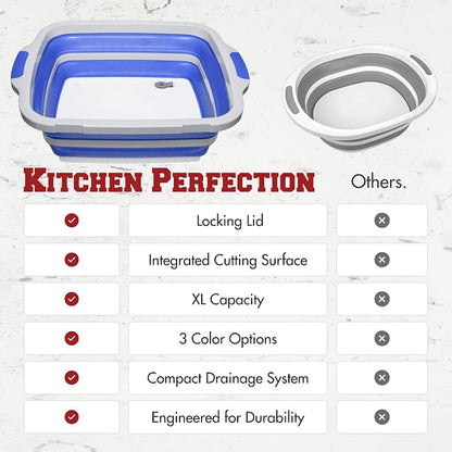 Collapsible XL Smoker & BBQ Prep Tub with Locking Lid | Includes Cutting Board, Meat Marinade & Brine Container For Turkey, Brisket & Ribs - Best Grill Accessories Gifts For Men