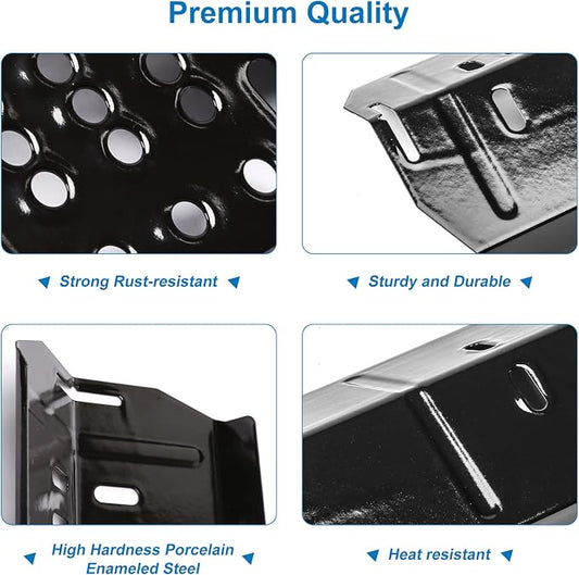 Uniflasy Grill Heat Plate Replacement for Dyna-Glo DGH474CRP, DGH485CRP, DGH483CRP, Heat Plates for Dyna-Glo 5 Burner Grill, Dyna-Glo 4 Burner DGH450CRP Grill Parts, Porcelain Steel Heat Plate, 5 Pack