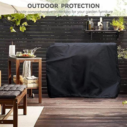 Outdoor Bar Cover Heavy Duty Waterproof Cover For Wicker with 54 inch Outdoor Utility Cart and Storage Cabinet Black