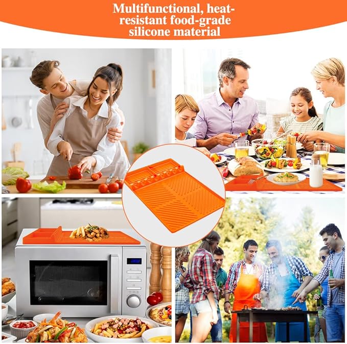 Silicone Griddle Tools Mat for Blackstone,16 * 11.5 Inch Silicone Mat with Drip Pad,Side Shelf Grill Mats for Outdoor Grill,Kitchen, Cooking & Countertop, Griddle Accessories
