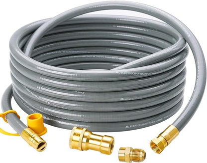 CALPOSE 25 Feet 1/2 inch ID Natural Gas Grill Hose with Quick Connect Fittings, Natural Gas Line for Grill, Pizza Oven, Heater and More Low Pressure Appliance