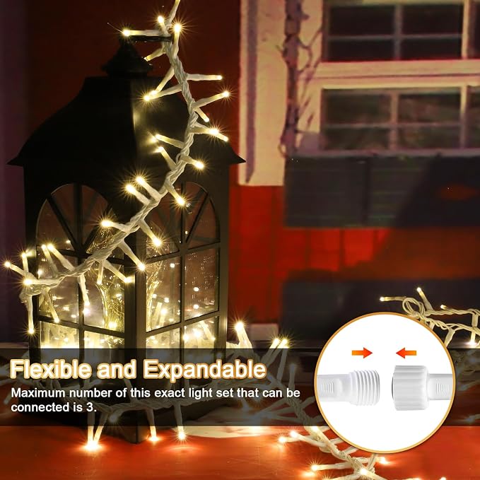 500 LED String Lights - 46ft 500LED Outdoor/Indoor Plug-in Twinkle Fairy Lights with 11 Modes - Warm White