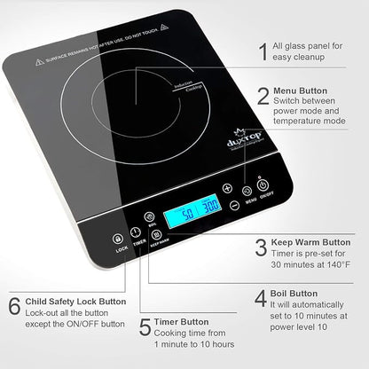 Duxtop Portable Induction Cooktop, Countertop Burner Induction Hot Plate with LCD Sensor Touch 1800 Watts, Silver 9600LS BT-200DZ (Pack of 3)