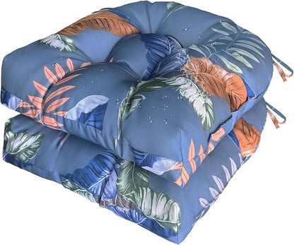 Gnostik Outdoor Indoor Floral Seat Cushions 18.6"X18.6" Waterproof Patio Chair Pads for Porch, Dining, Garden, Balcony, Office Set of 2
