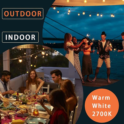 Kawaya G40 Outdoor String Lights 100FT IP65 Waterproof 2700K Patio Light | IP65 50+2 Shatterproof Edison Globe Blubs, 2700K Warm White for Garden Porch Fence Camping Party Backyard Deck Bistro Balcony