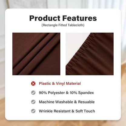 NEWISHER Round Stretch Spandex Fitted Table Cover Brown 60 inch Tablecloth | Fitted Tablecloth, Spandex Stretch Table Cloth, Elastic Edged Tablecloth, Table Top Cover, Tablecloth for Dining Picnic Patio