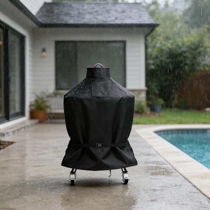 TheElves Kamado Grill Cover, Outdoor Grills Covers Waterproof Heavy Duty for 22-24 inch Char-Griller Char-Broil and Other Round Smokers - 36" Dia x 48" H