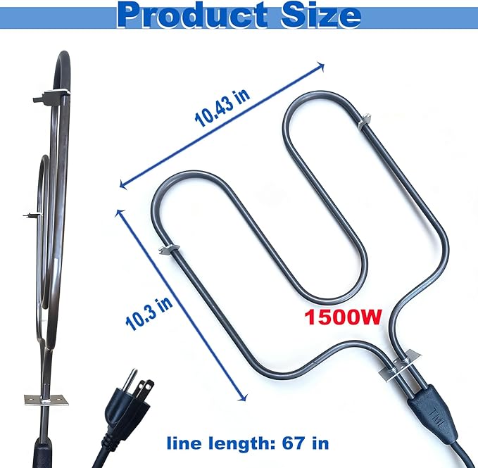 116-7000-0 Electric Heating Element Replacement for Brinkmann 70-Inch Electric Smoker, 1500W 120V Heating Coil