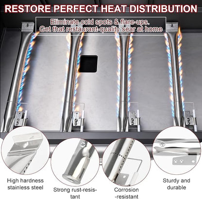 CANDANA Replacement Parts for Nexgrill 4 Burner 720-0830H 720-0830D 720-0783C 720-0783E 720-0958A, 17" Stainless Steel Grill Grate, Grill Burner, Heat Plate, Drip Pan, Igniters for 5 Burner 720-0888N