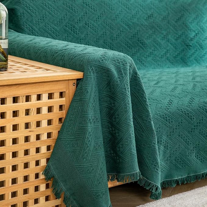 AIVIA Slipper Chair Table Cover Sheet, Reversible Tablecloth Throw Cushion Covers for Single Seat Recliner Armchair Ottomans Spread Furniture Decorations Protector Slipcover Blackish Green