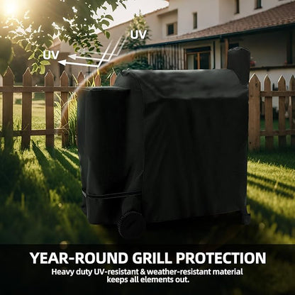 Pellet Grill Cover for Traeger Pro 34/780 Series with Waterproof Zipper, 600D UV Resistant & Rip-Proof Smoker Fabric, Full-Length Grill Accessories for Texas 34, for Z Grills 700 and More (Cover Only)