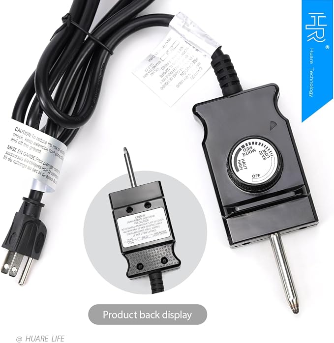 Adjustable Thermostat Control Power Cord for Electric Smoker&Grill, 1 Pack | Suitable for Masterbuilt, Royal Gourmet and most electric smokers as direct replacement control accessory.